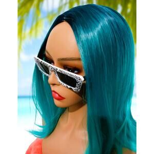 Sunglasses Women Black & White Snake Skin Printed Cuffing